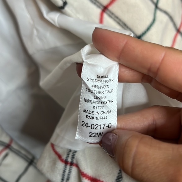 Plaid Wool péplum business coat blazer plus size single button academia - Picture 6 of 7